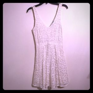 White Lace V-Neck Dress